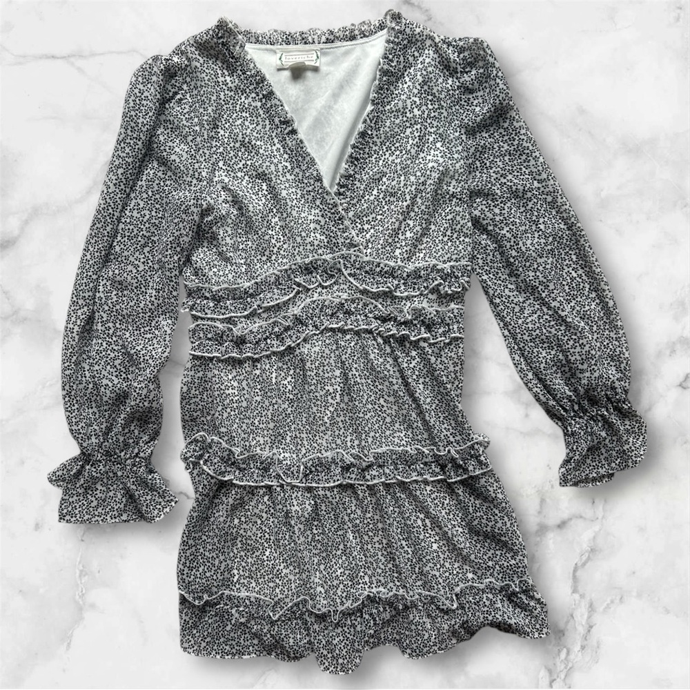 Love Riche Monochrome Floral Ruffle Dress